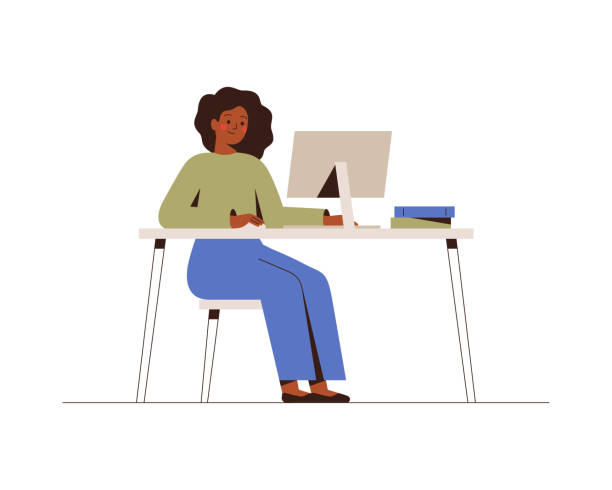 Black girl on computer